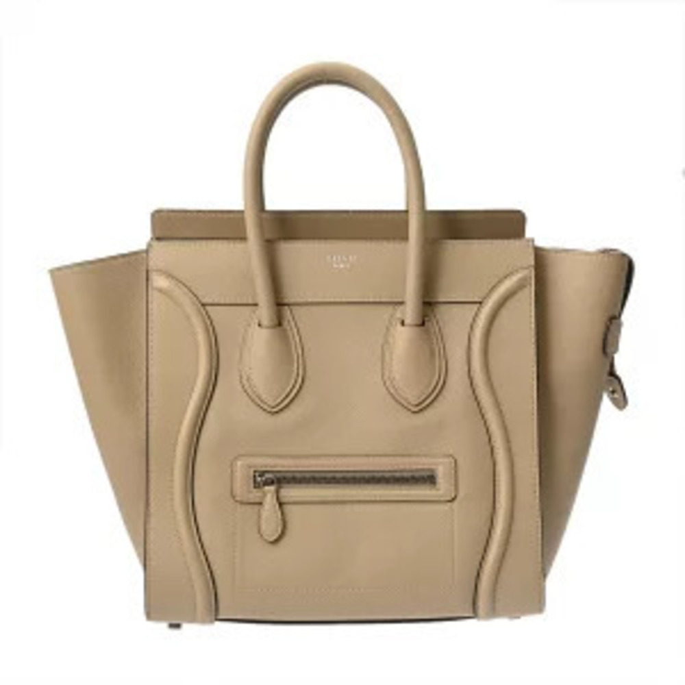 Celine Luggage Tote Nude Drummed Calf Leather Handbag